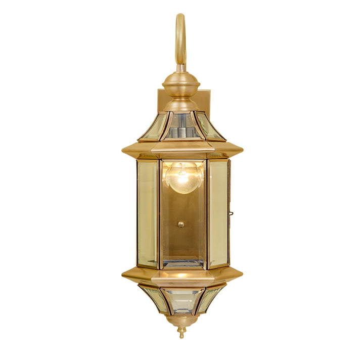 BELIEF Modern Outdoor Wall Light in Brass Finish with Clear Glass Shade