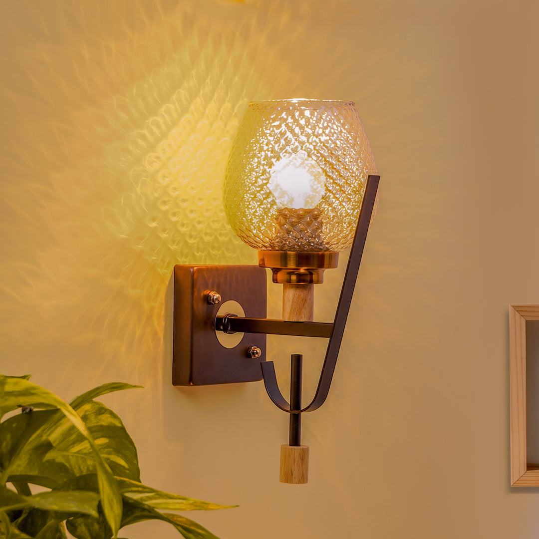ELIZABETH Single Light Brown Glass Wall Light