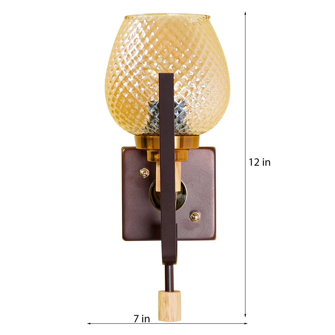 ELIZABETH Single Light Brown Glass Wall Light