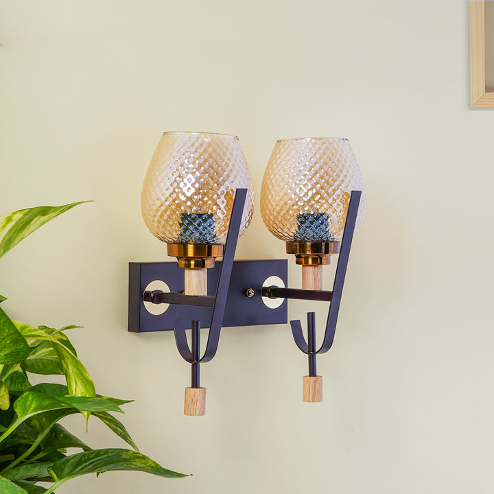 ELIZABETH Dual Light Brown Glass Wall Light