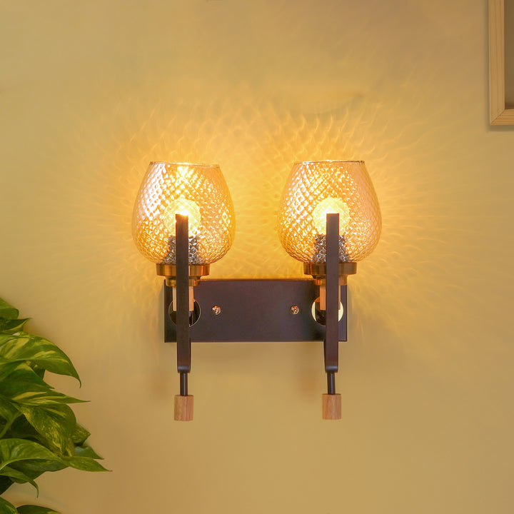 ELIZABETH Dual Light Brown Glass Wall Light