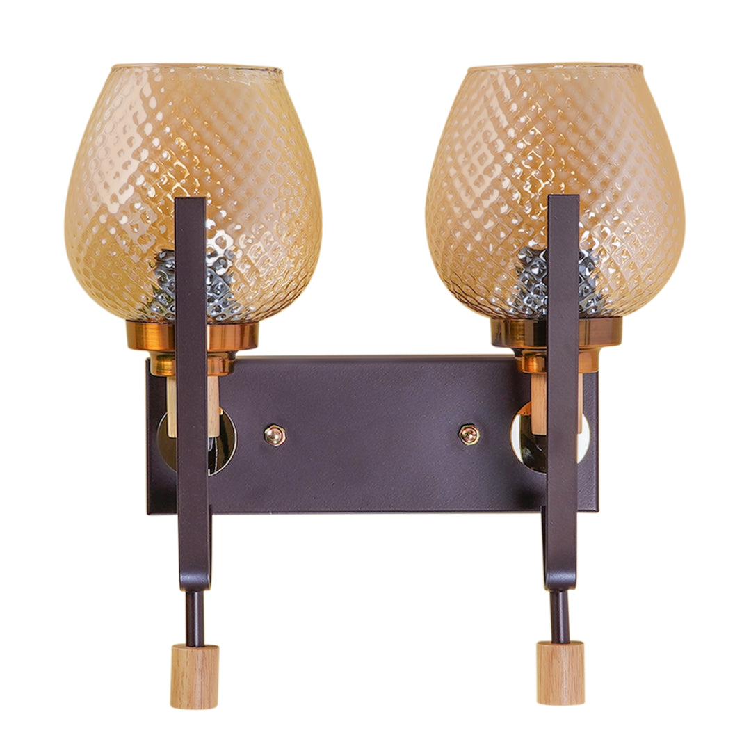ELIZABETH Dual Light Brown Glass Wall Light