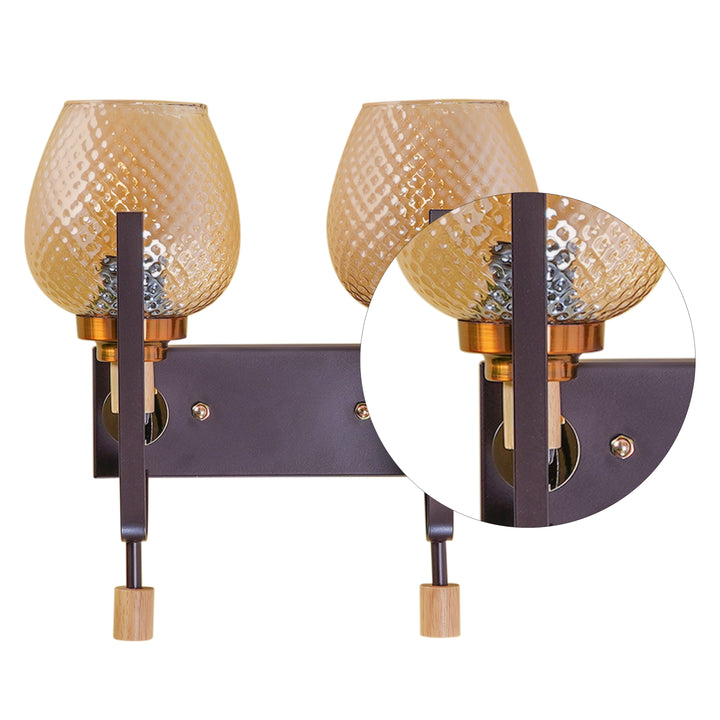 ELIZABETH Dual Light Brown Glass Wall Light