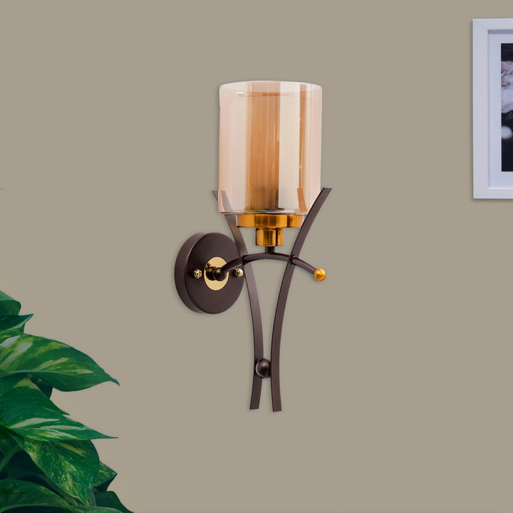 DORMA Single Light Brown Glass Wall Light