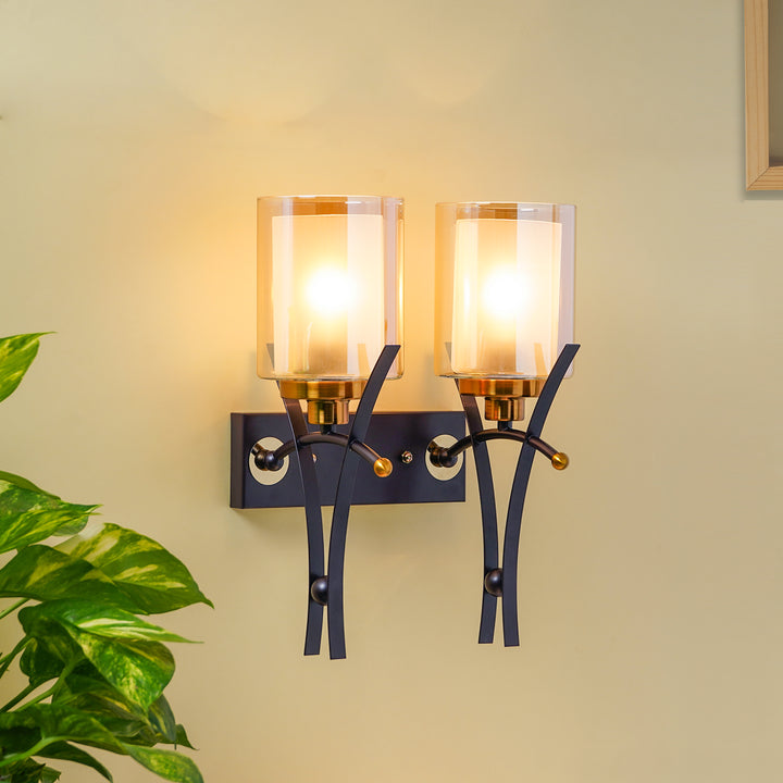 DORMA Dual Light Brown Glass Wall Light