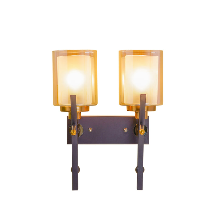 DORMA Dual Light Brown Glass Wall Light