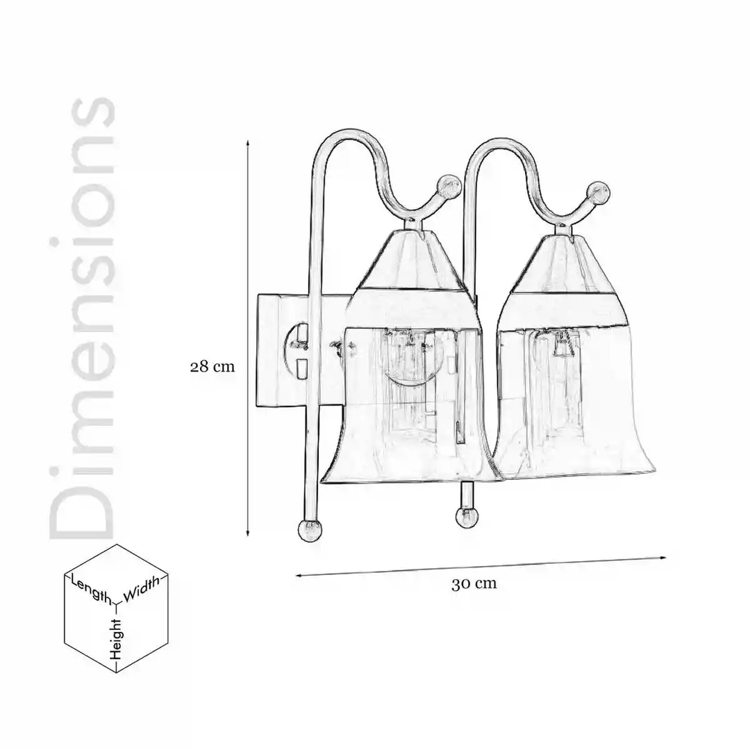 Cassis Dual Light Glass and Metal Wall Light