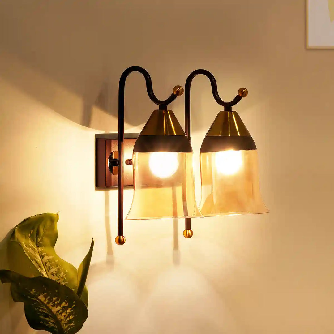 Cassis Dual Light Glass and Metal Wall Light