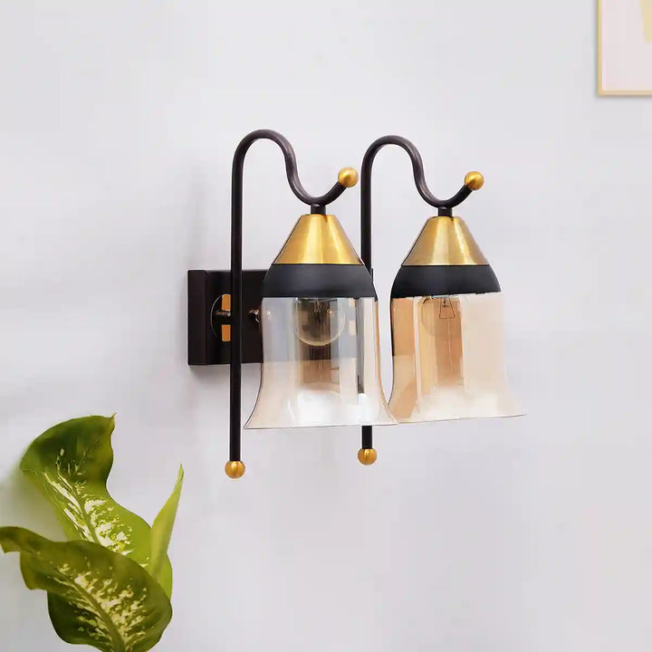 Cassis Dual Light Glass and Metal Wall Light