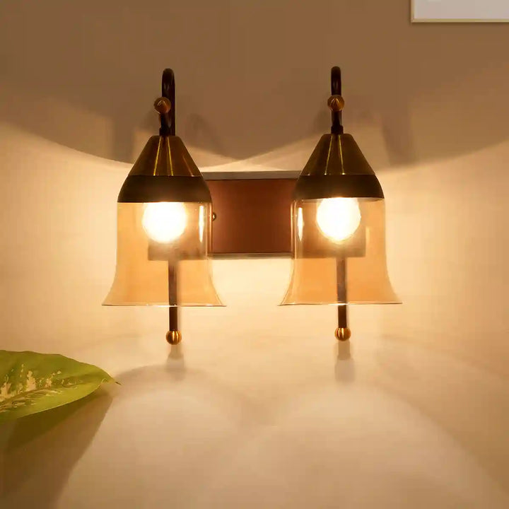 Cassis Dual Light Glass and Metal Wall Light