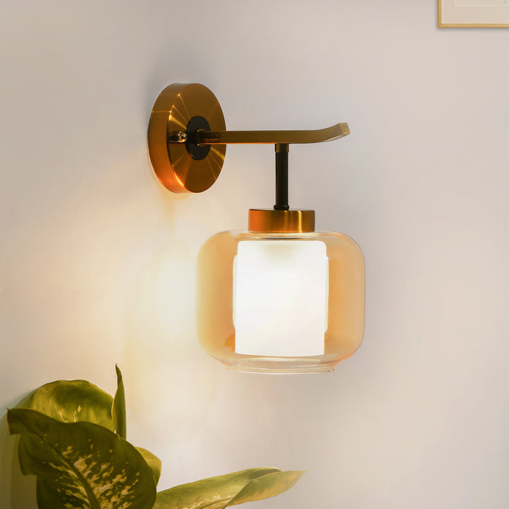 Braelyn Single Arm Glass and Metal wall light