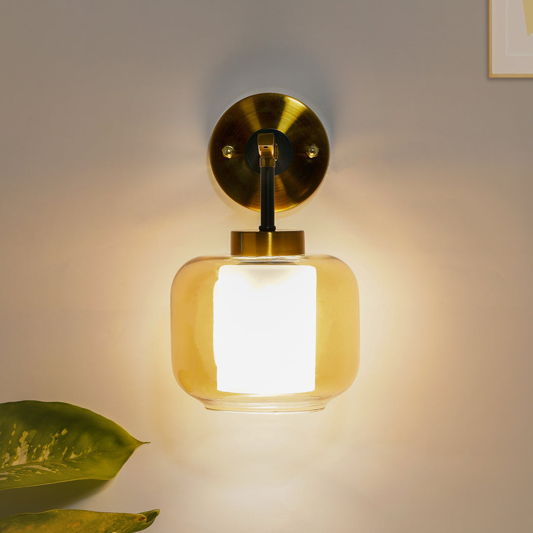 Braelyn Single Arm Glass and Metal wall light