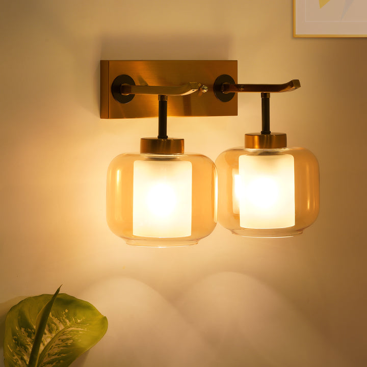 Braelyn Dual Light Glass and Metal wall light