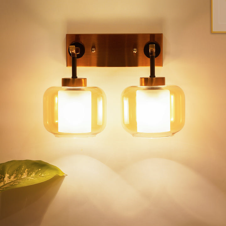 Braelyn Dual Light Glass and Metal wall light