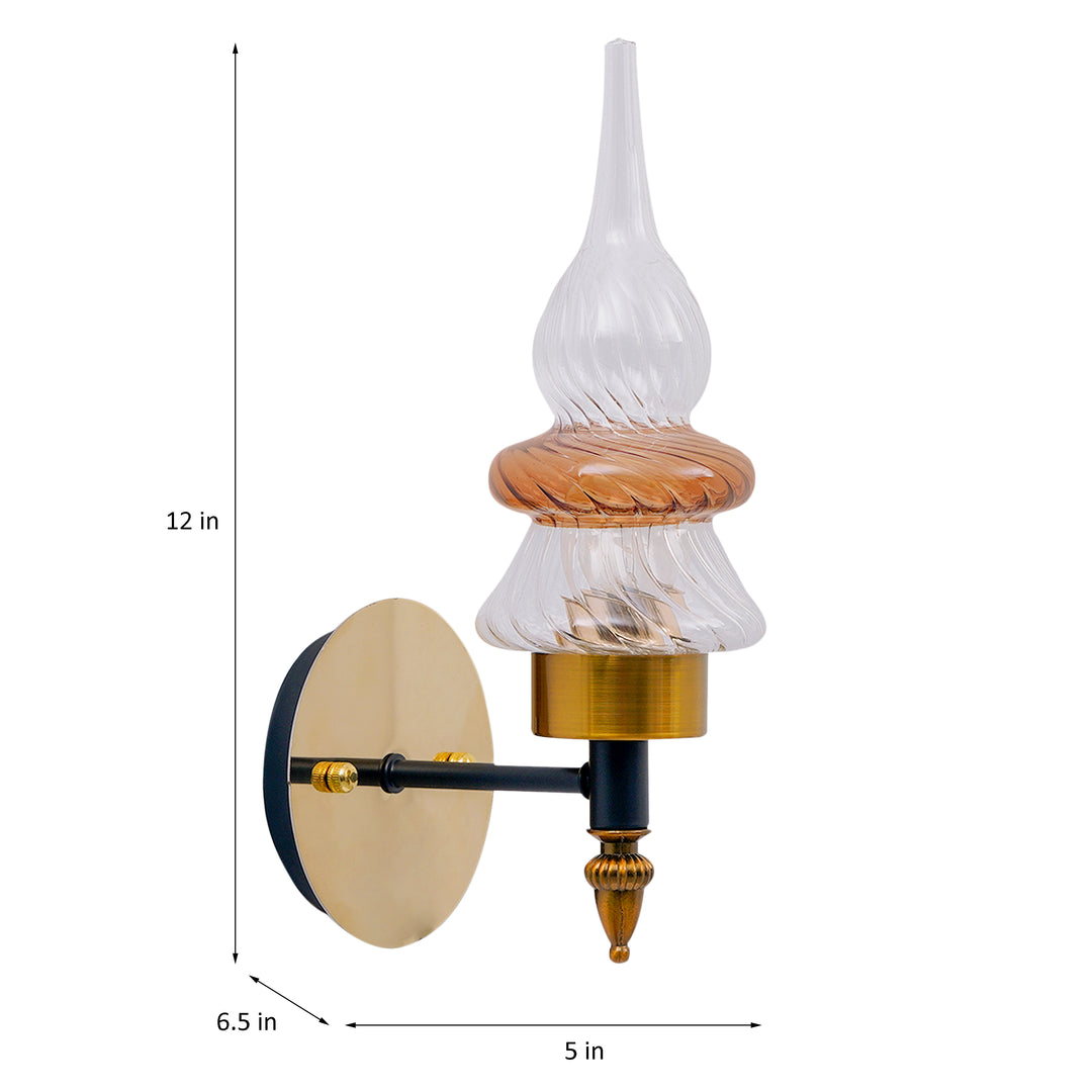 REGENCY Single Light Glass and Metal Wall Light