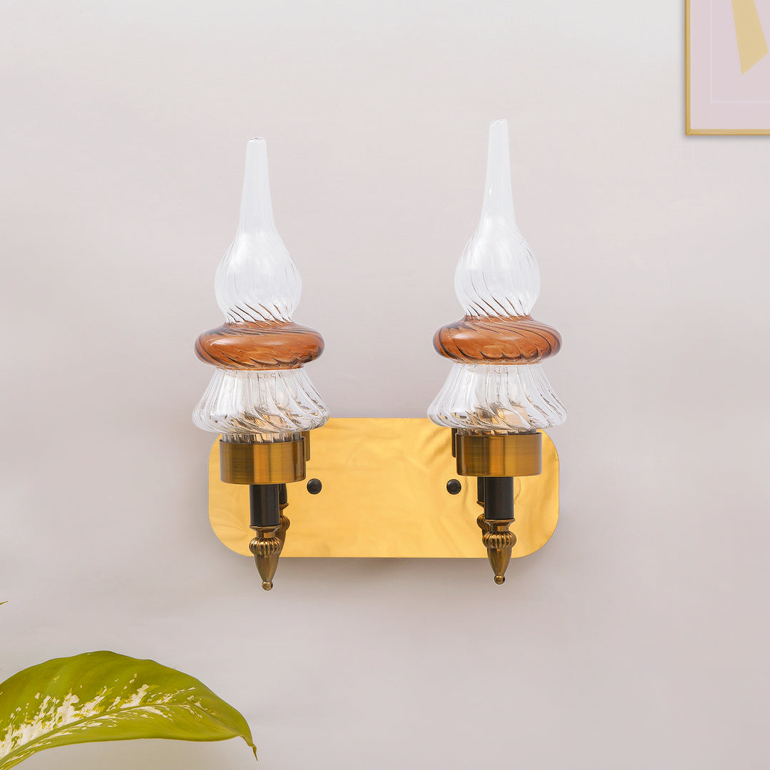 REGENCY Dual Light Glass and Metal Wall Light