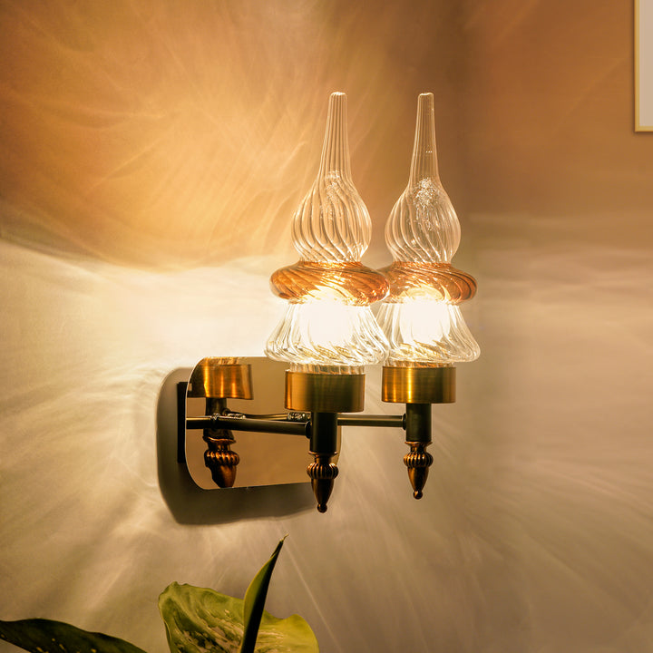 REGENCY Dual Light Glass and Metal Wall Light