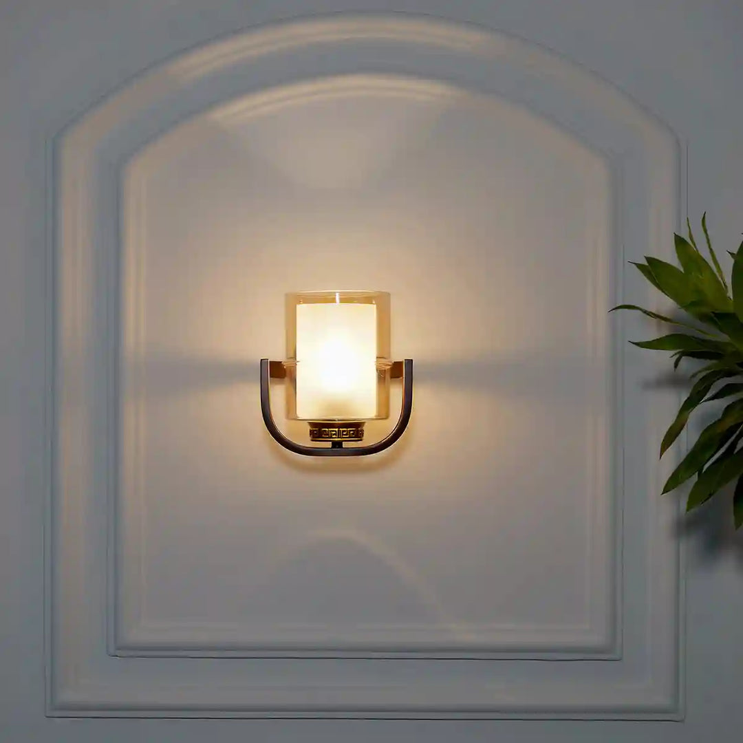 Vienna Single Light Glass and Metal Wall Light