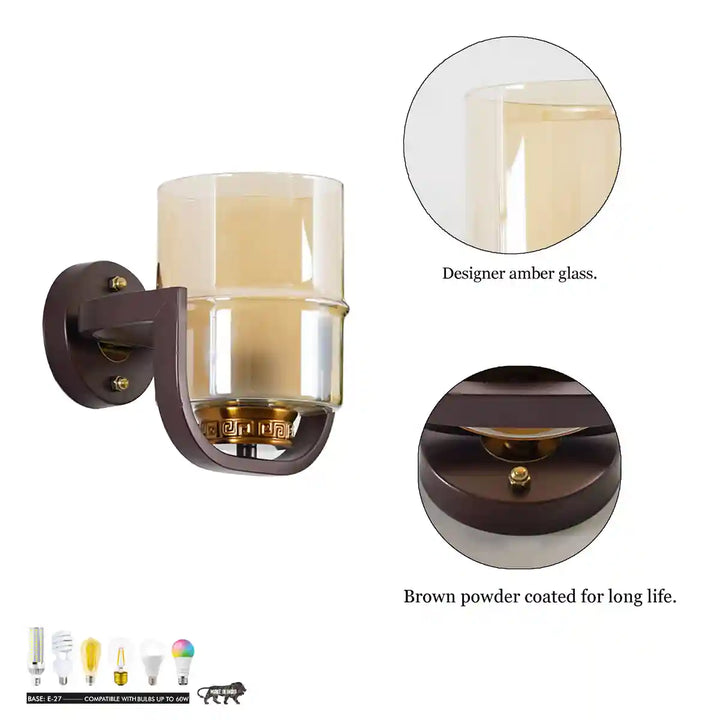 Vienna Single Light Glass and Metal Wall Light