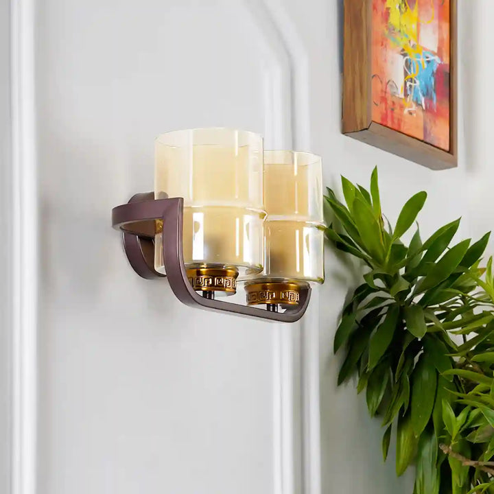 Vienna Double Light Glass and Metal Wall Light