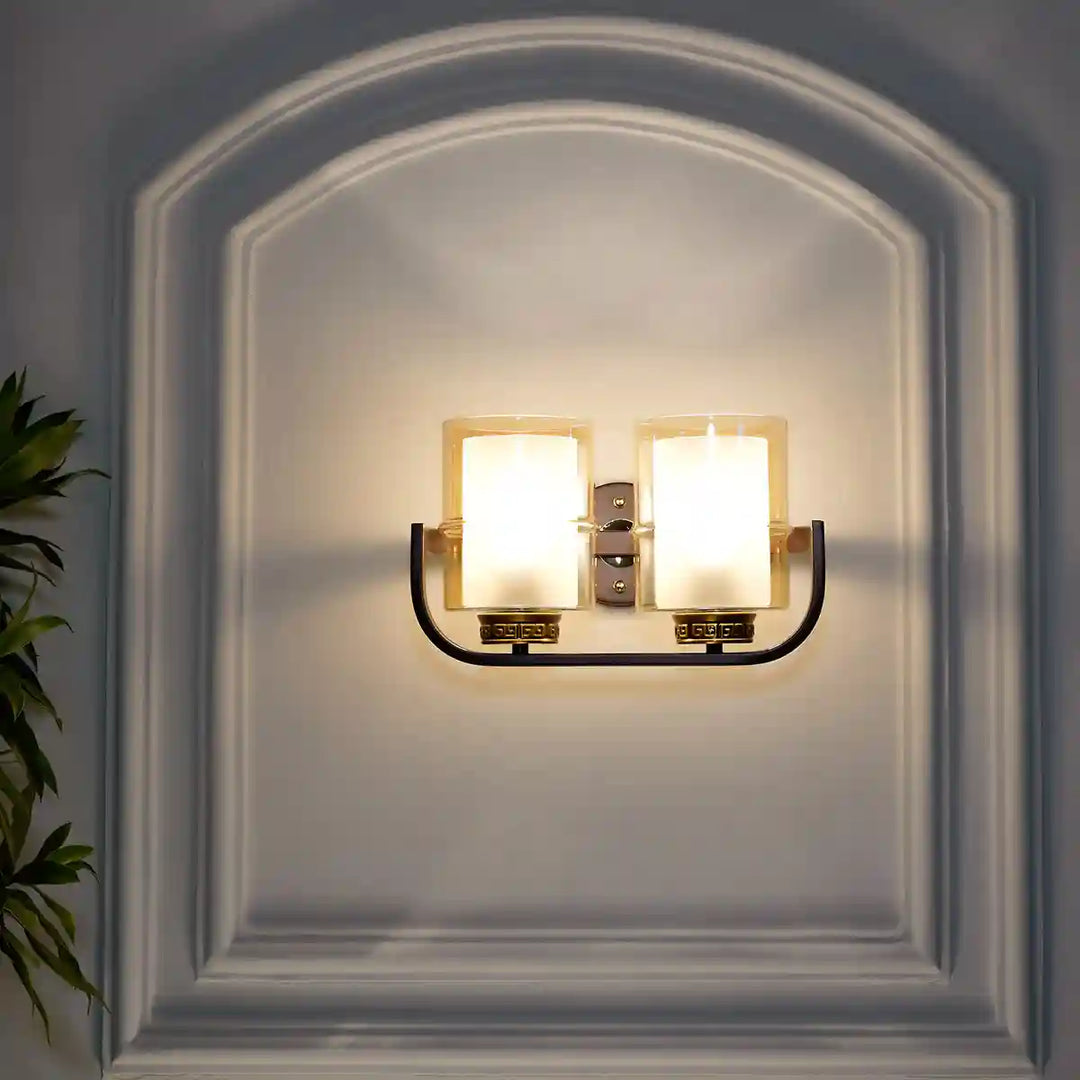 Vienna Double Light Glass and Metal Wall Light