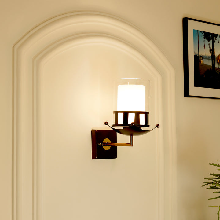 Tacoma Single Arm Glass and Metal Wall Light