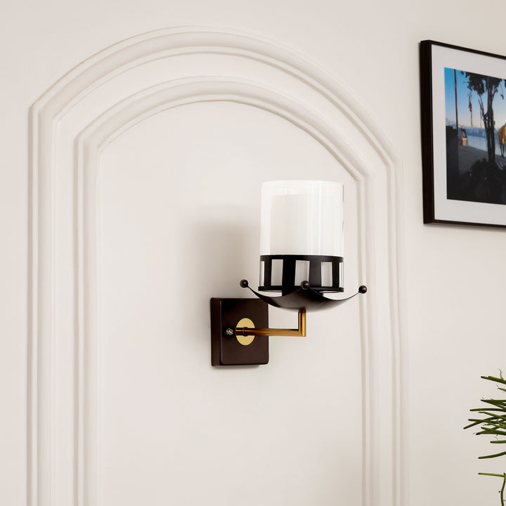 Tacoma Single Arm Glass and Metal Wall Light