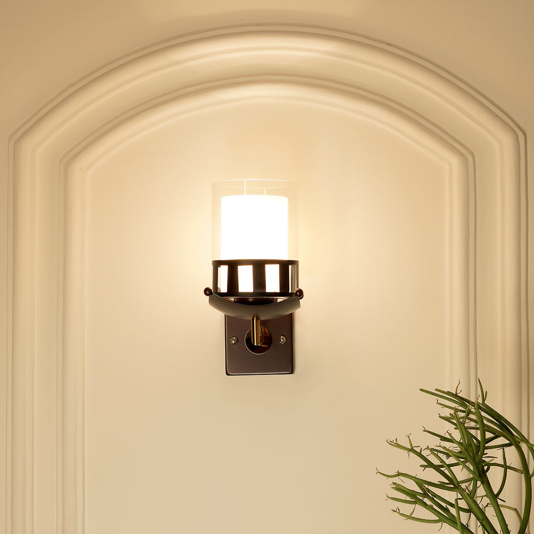 Tacoma Single Arm Glass and Metal Wall Light