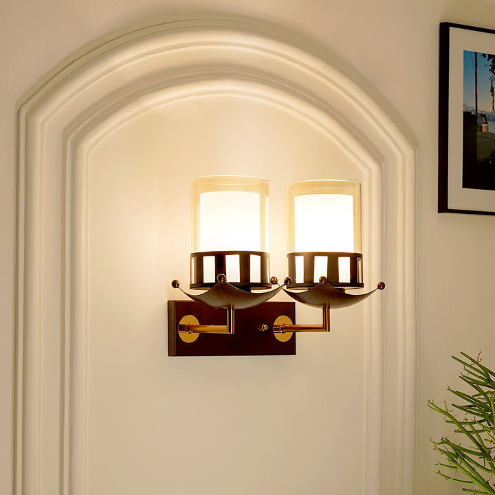 TACOMA Dual Light Glass and Metal Wall Light