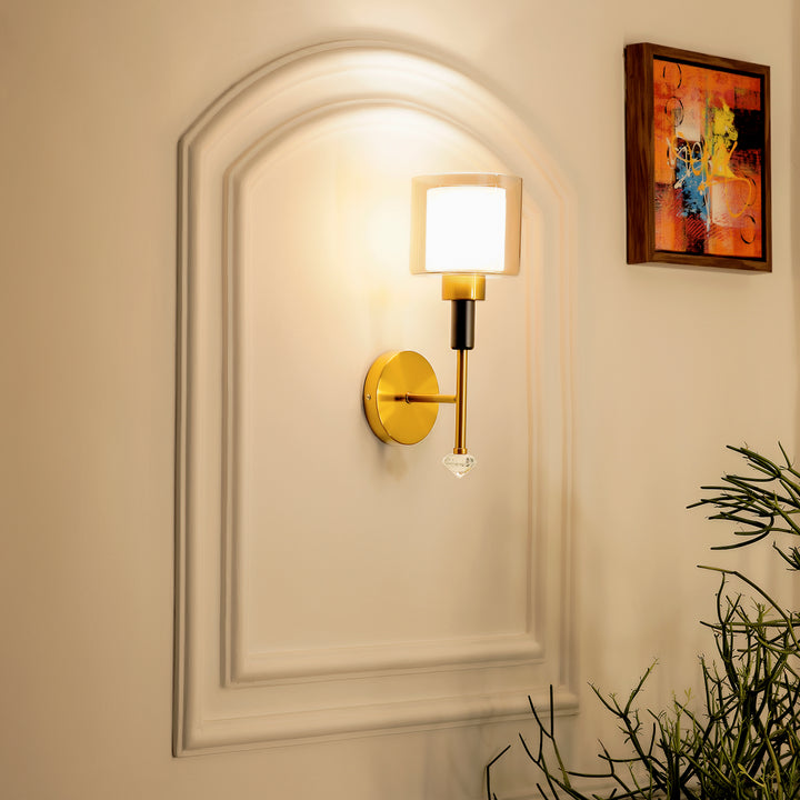 BOMBAZINE Single Light Glass and Metal Wall Light