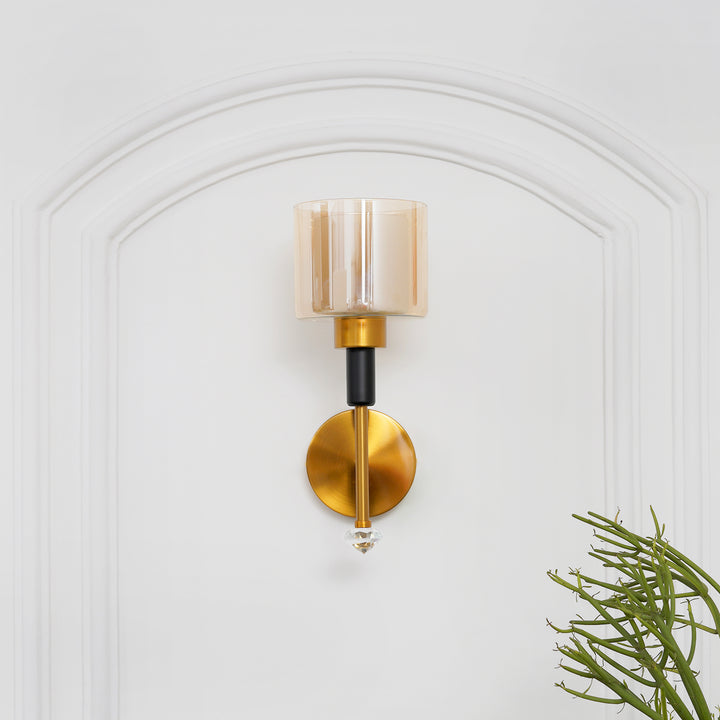 BOMBAZINE Single Light Glass and Metal Wall Light