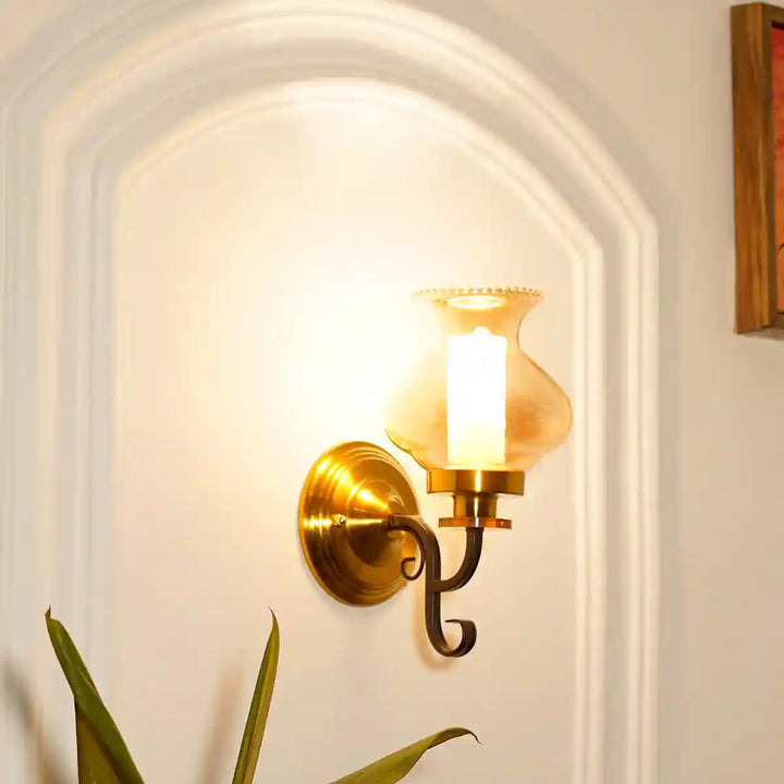 Avery Single Light Black and Brass Wall Light