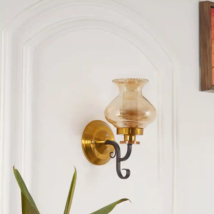 Avery Single Light Black and Brass Wall Light