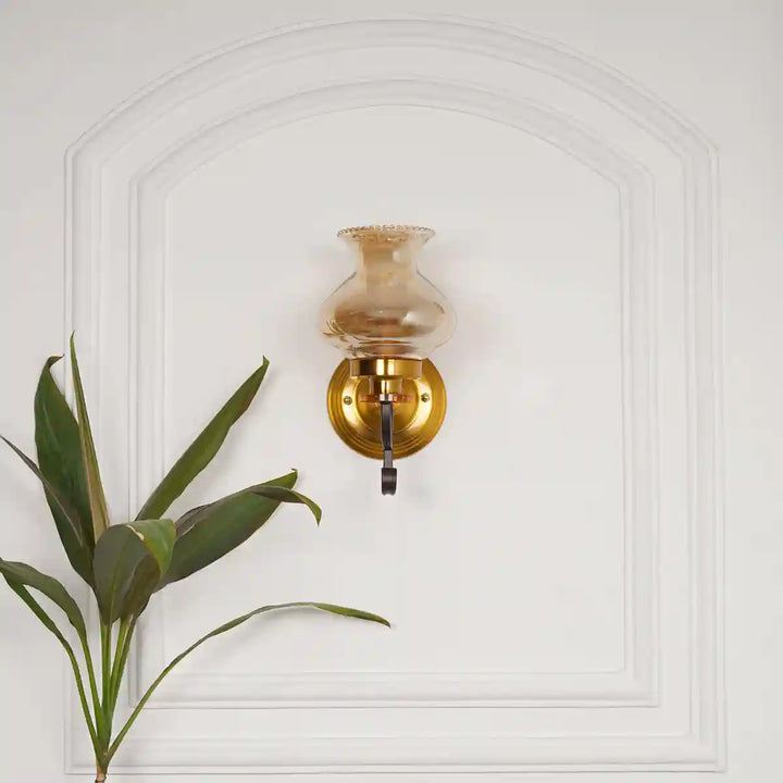 Avery Single Light Black and Brass Wall Light