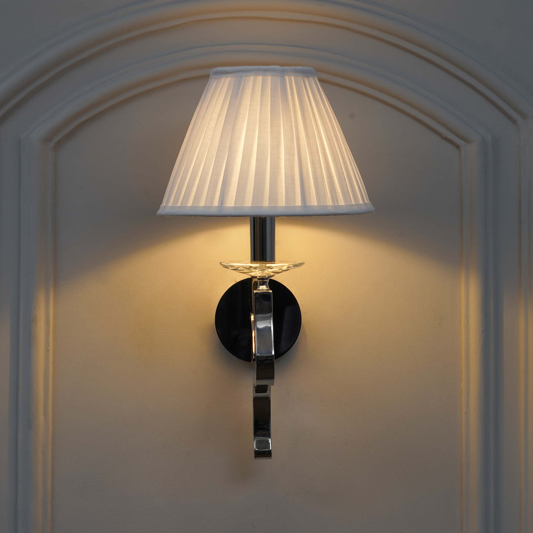 STAYTON Black Drum Shade Wall Light with Chrome Metal Body – Modern Decorative Wall Lamp for Bedroom, Living Room & Hotel Interiors