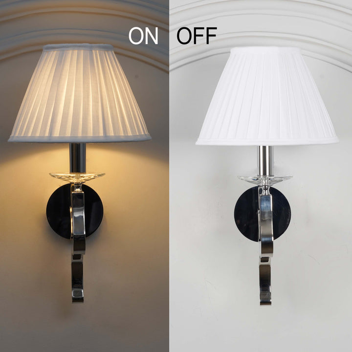 STAYTON Black Drum Shade Wall Light with Chrome Metal Body – Modern Decorative Wall Lamp for Bedroom, Living Room & Hotel Interiors