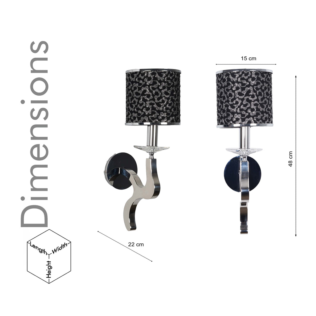 STAYTON Black Drum Shade Wall Light with Chrome Metal Body – Modern Decorative Wall Lamp for Bedroom, Living Room & Hotel Interiors