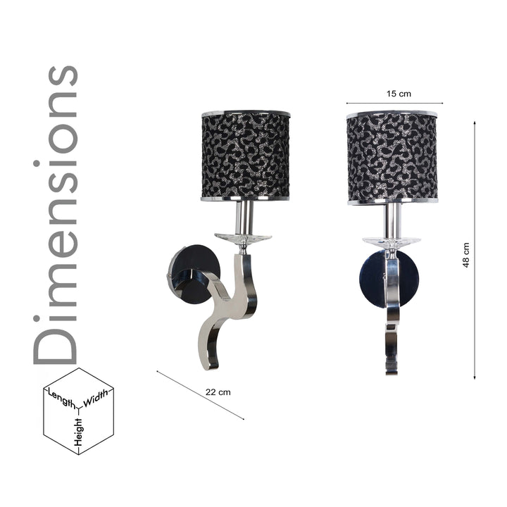 STAYTON Black Drum Shade Wall Light with Chrome Metal Body – Modern Decorative Wall Lamp for Bedroom, Living Room & Hotel Interiors