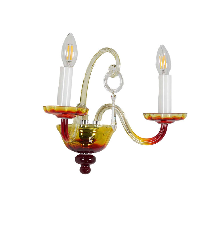 VARESE 2-Light Amber Dual-Tone Glass Wall Lamp with Chrome Metal Body