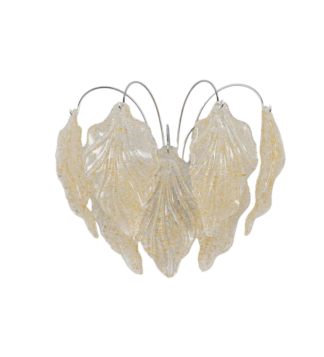 VINTAGE Murano Glass Golden Dust Finish Leaves and Chrome Finish Metal Wall Light