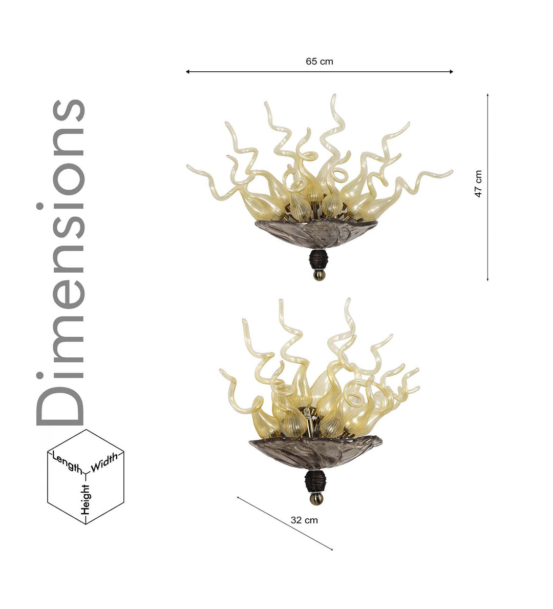 MURANOX Amber Glass Tube Wall Light with Coffee Glass Base – Artistic Designer Decorative Wall Lamp