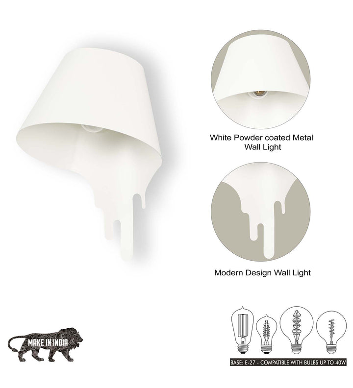 DRIPORA Modern White Wall Light with Abstract Drip Design – Decorative Powder Coated Metal Wall Lamp