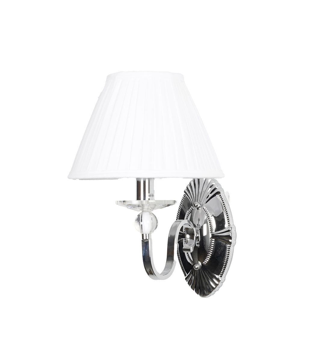 ELVIRA Fabric Shade Wall Light with Crystal Glass & Chrome Finish Metal Body – Modern Decorative Wall Lamp