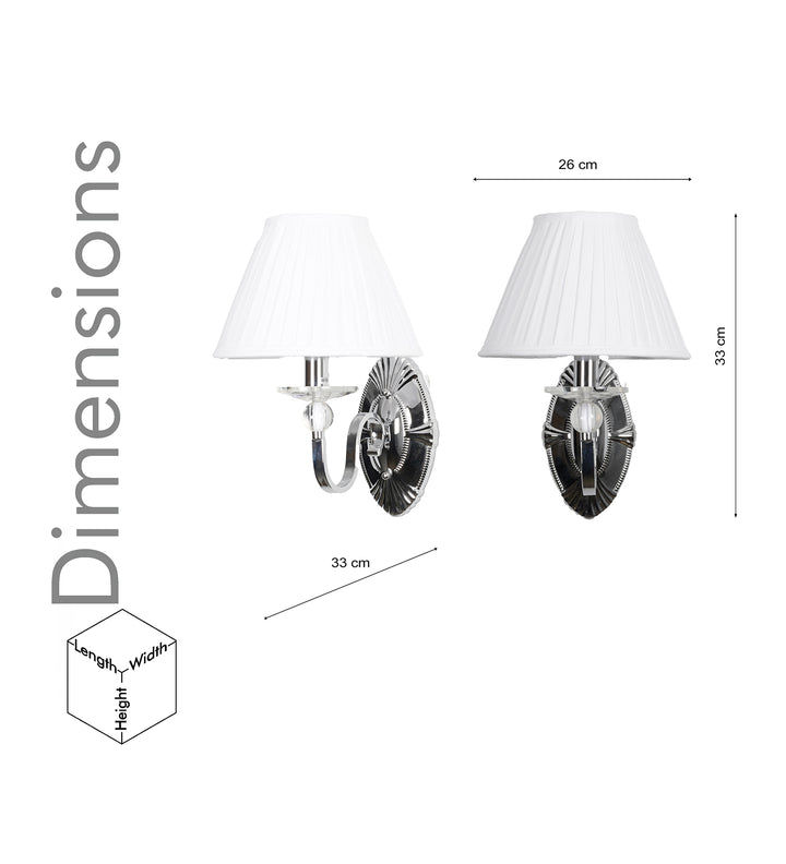 ELVIRA Fabric Shade Wall Light with Crystal Glass & Chrome Finish Metal Body – Modern Decorative Wall Lamp
