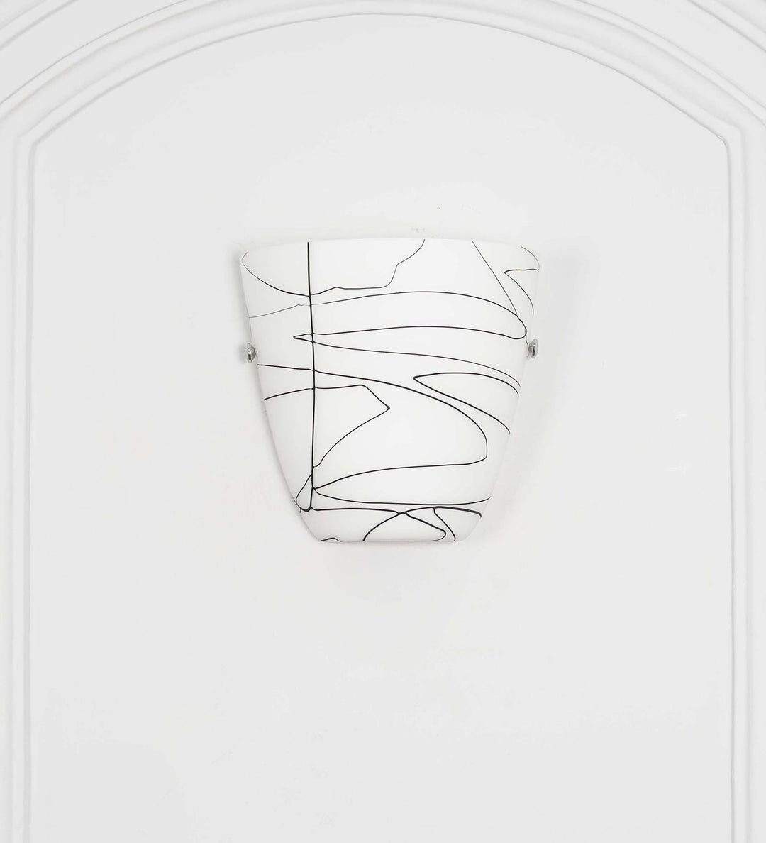 VELORA Frosted White Glass Uplighter Wall Light with Black Pattern – Modern Decorative Wall Lamp