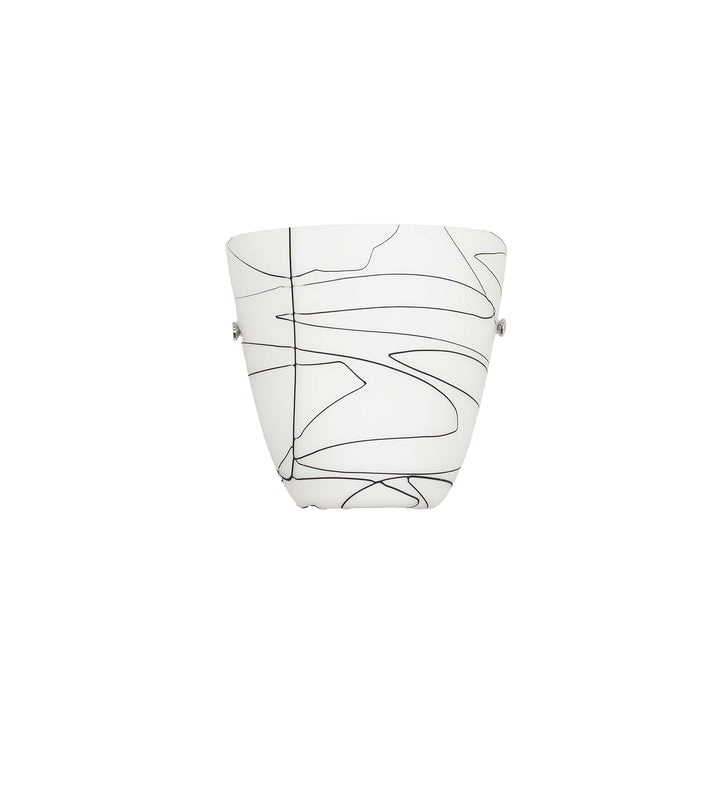 VELORA Frosted White Glass Uplighter Wall Light with Black Pattern – Modern Decorative Wall Lamp