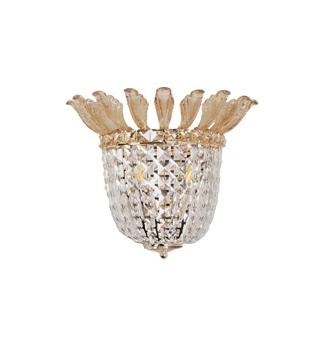 VELORIA Honey Crystal Wall Light with Gold Finish Metal Body – Modern Decorative Crystal Wall Lamp