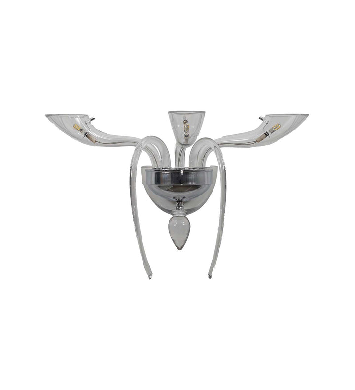 STANFORD Triple Arm Crystal Wall Light with Clear Glass & Chrome Finish