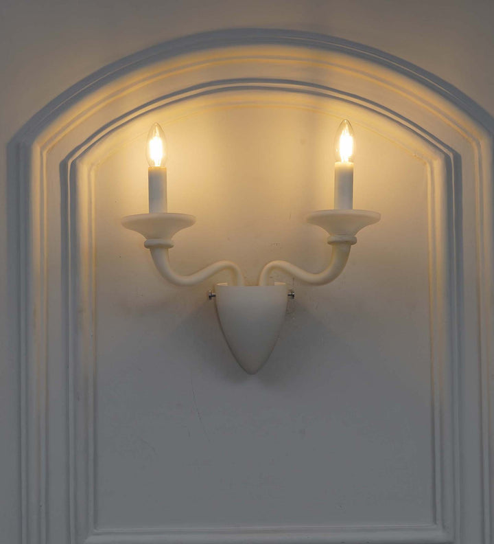 MALIBU Double Arm Wall Light with Frosted White Glass – Modern Decorative Wall Lamp for Bedroom, Living Room & Hallway (E14 Bulb Compatible)