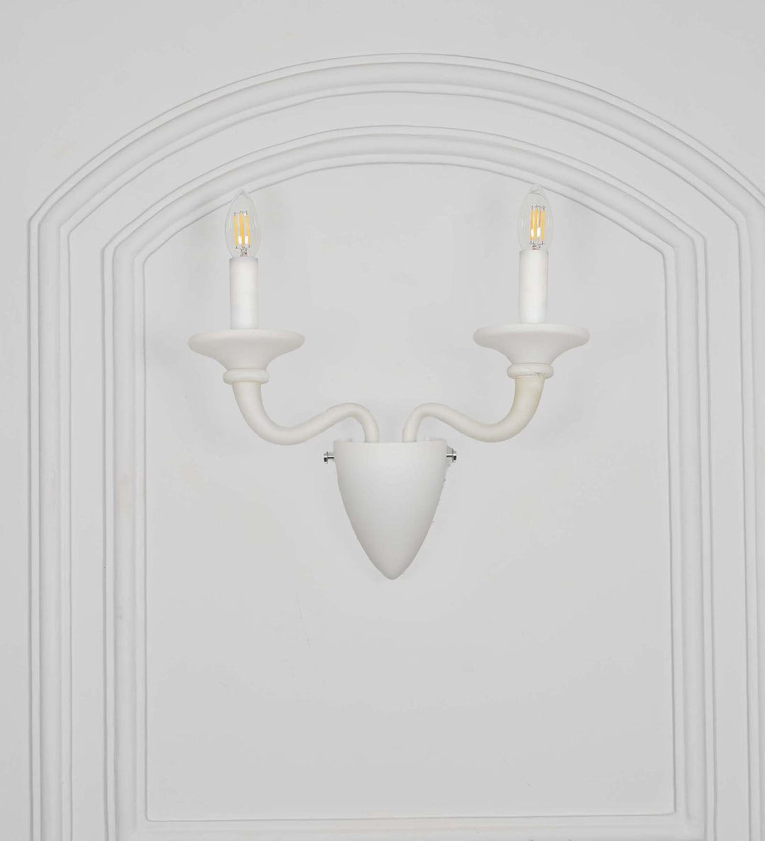 MALIBU Double Arm Wall Light with Frosted White Glass – Modern Decorative Wall Lamp for Bedroom, Living Room & Hallway (E14 Bulb Compatible)